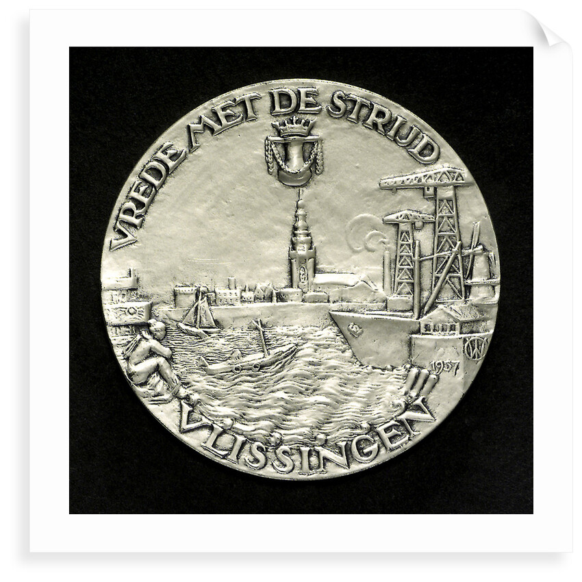 Mining badge commemorating the 350th Anniversary of the birth of Admiral de Ruyter, 1957; reverse by unknown
