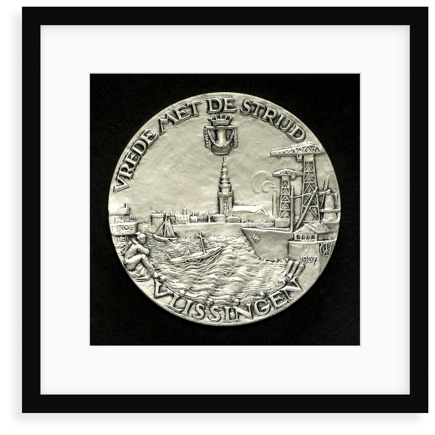 Mining badge commemorating the 350th Anniversary of the birth of Admiral de Ruyter, 1957; reverse by unknown