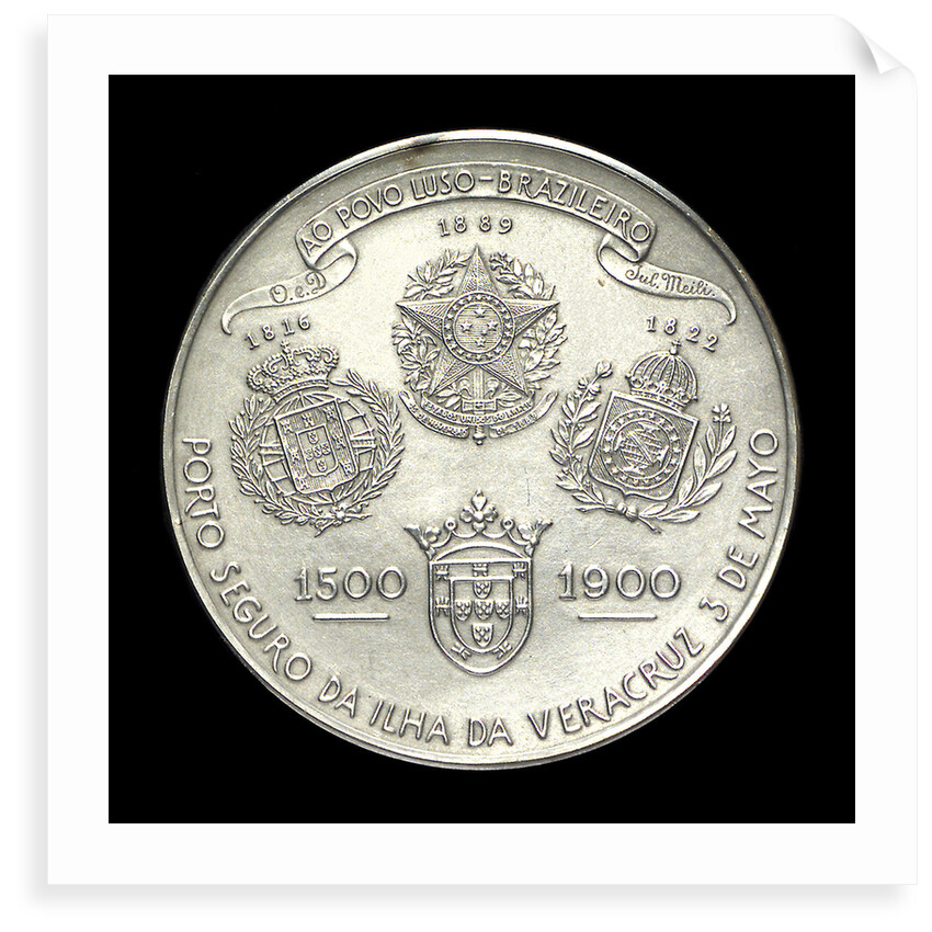 Medal commemorating the 400th anniversary of the discovery of Brasil, 1900; reverse by H. Frei