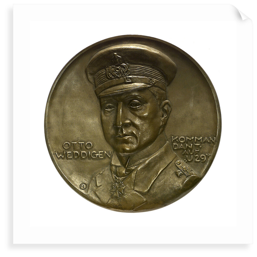 Medal commemorating Captain-Lieutenant Otto von Weddigen (1882-1915) submarine commander; obverse by A. L.