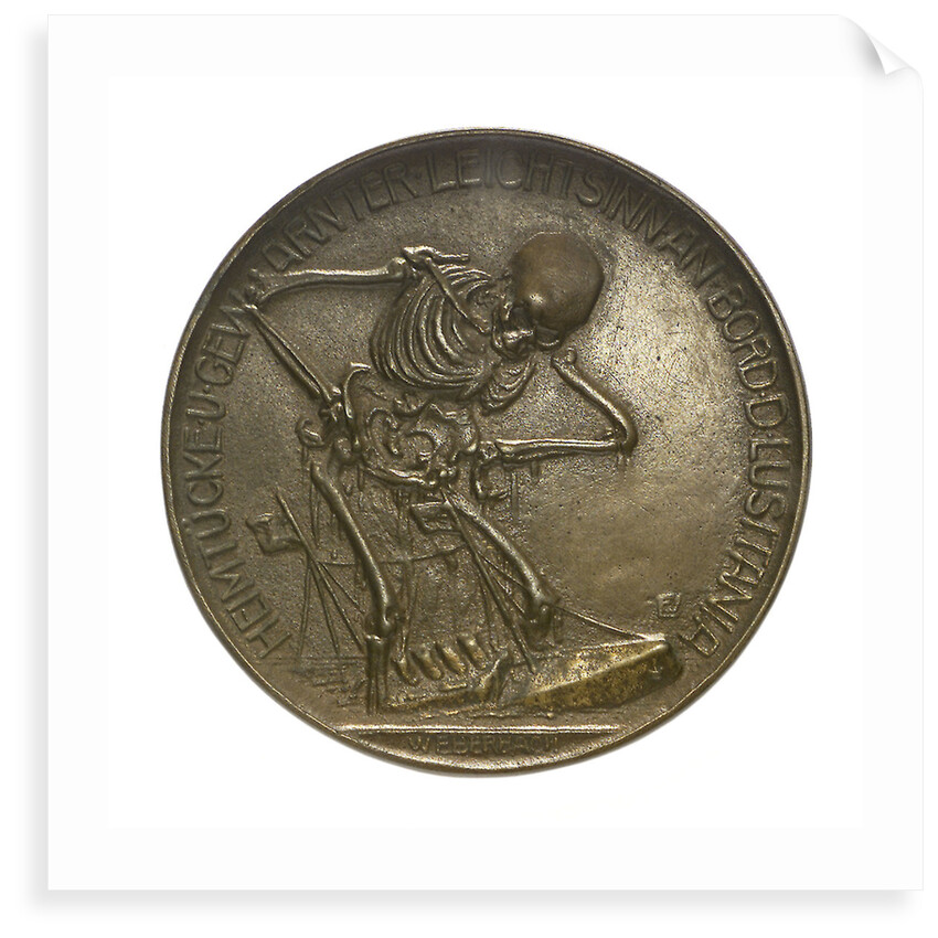 Medal commemorating the sinking of the SS 'Lusitania', 1915; obverse by W. Eberbach
