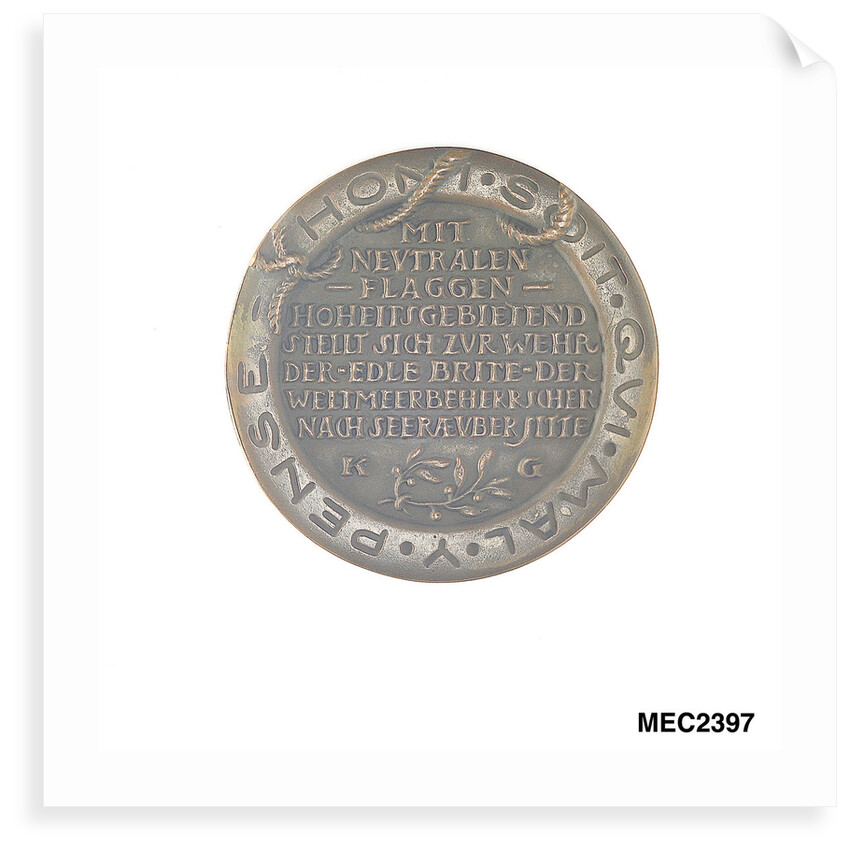 Medal commemorating Sir Edward Grey (1862-1933) and neutral shipping by Karl Goetz