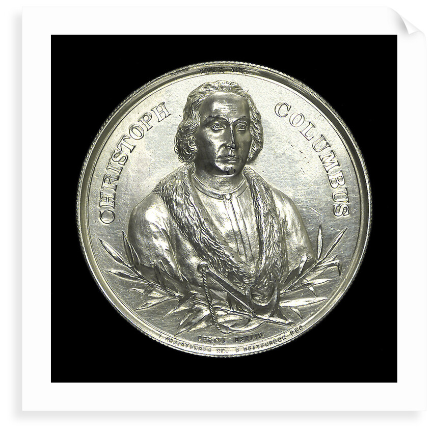 Medal commemorating Christopher Columbus (1451-1506) and the fourth centenary of the discovery of America, 1892; obverse by J. Christensen