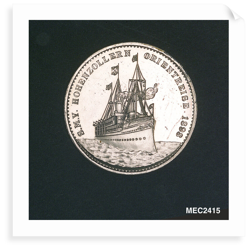 Medal commemorating the HIM yacht 'Hohenzollern' on her eastern cruise; reverse by Lauer Bros.