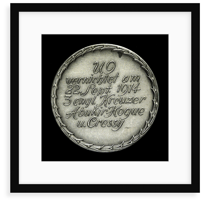 Medal commemorating the destruction of the English armoured cruisers 'Aboukir', 'Hogue' and 'Cressy' by 'U9', 1914; obverse by F. H.