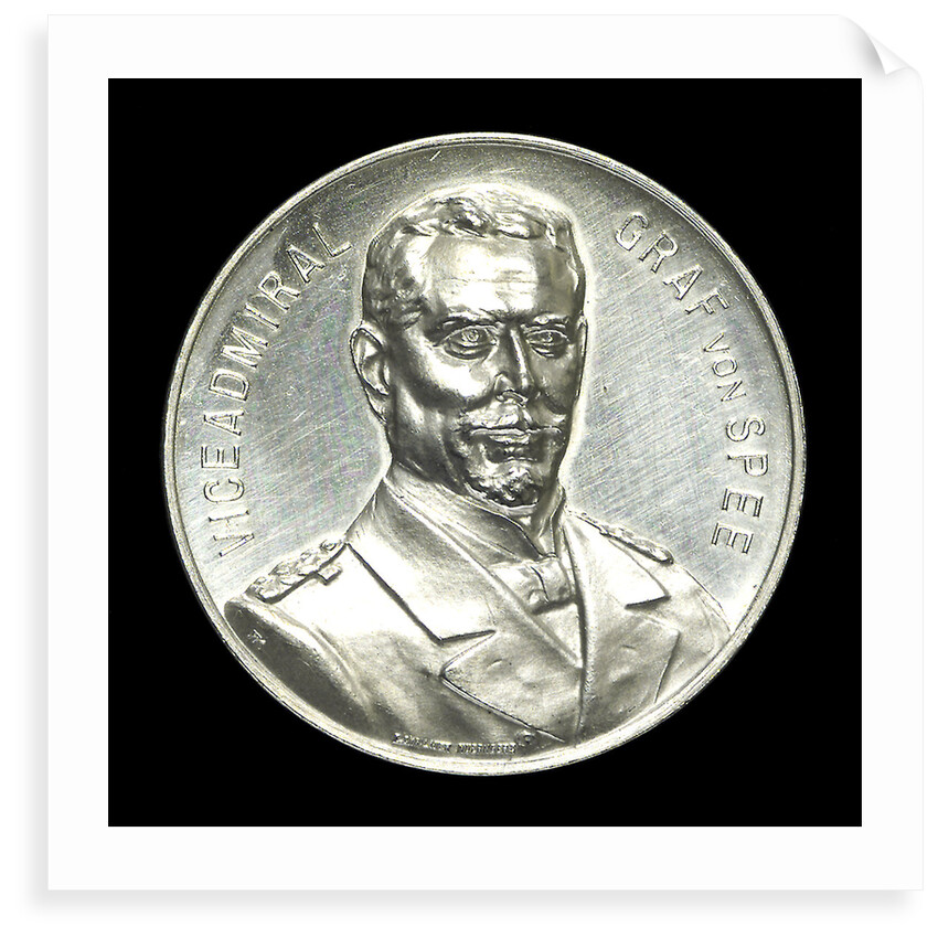Medal commemorating depicting Admiral Count von Spee and the Battle of the Falkland Islands, 1914; obverse by L.C. Lauer