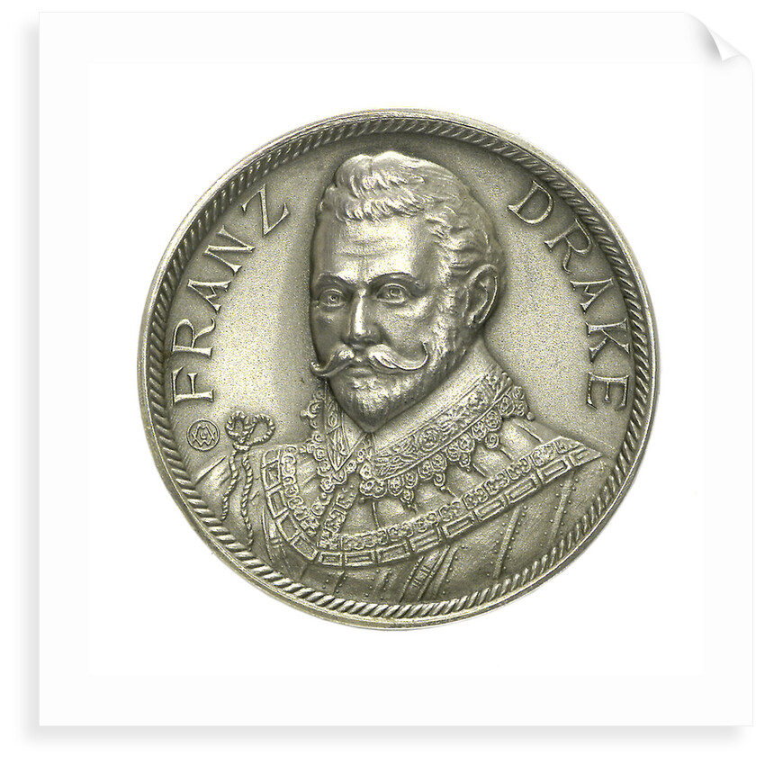 Medal commemorating Sir Francis Drake and the Atlantic crossing; obverse by M.U.W.