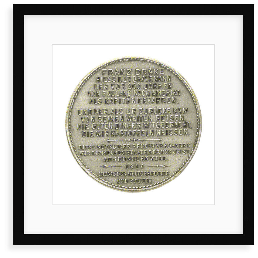Medal commemorating Sir Francis Drake and the Atlantic crossing; reverse by M.U.W.