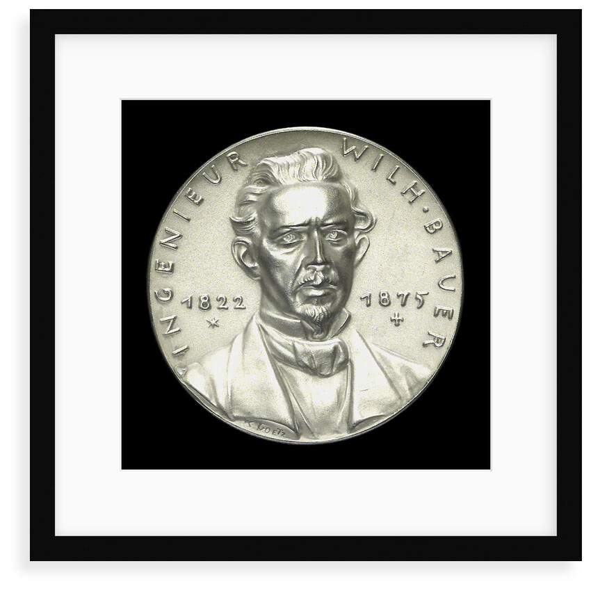 Medal commemorating W. Bauer, Engineer (1822-1875), 60th anniversary of his death; obverse by Karl Goetz