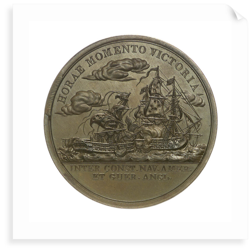 Medal commemorating Captain Isaac Hull (1773-1843) and the action between USS 'Constitution' and HMS 'Guerriere', 1812; reverse by M. F