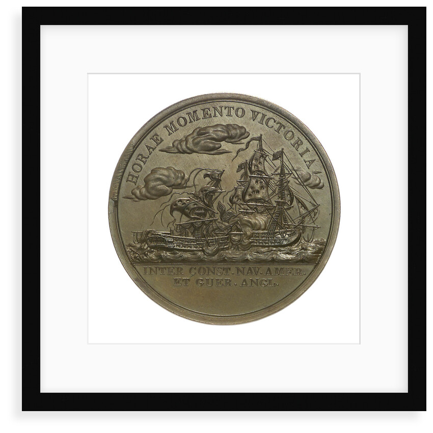 Medal commemorating Captain Isaac Hull (1773-1843) and the action between USS 'Constitution' and HMS 'Guerriere', 1812; reverse by M. F