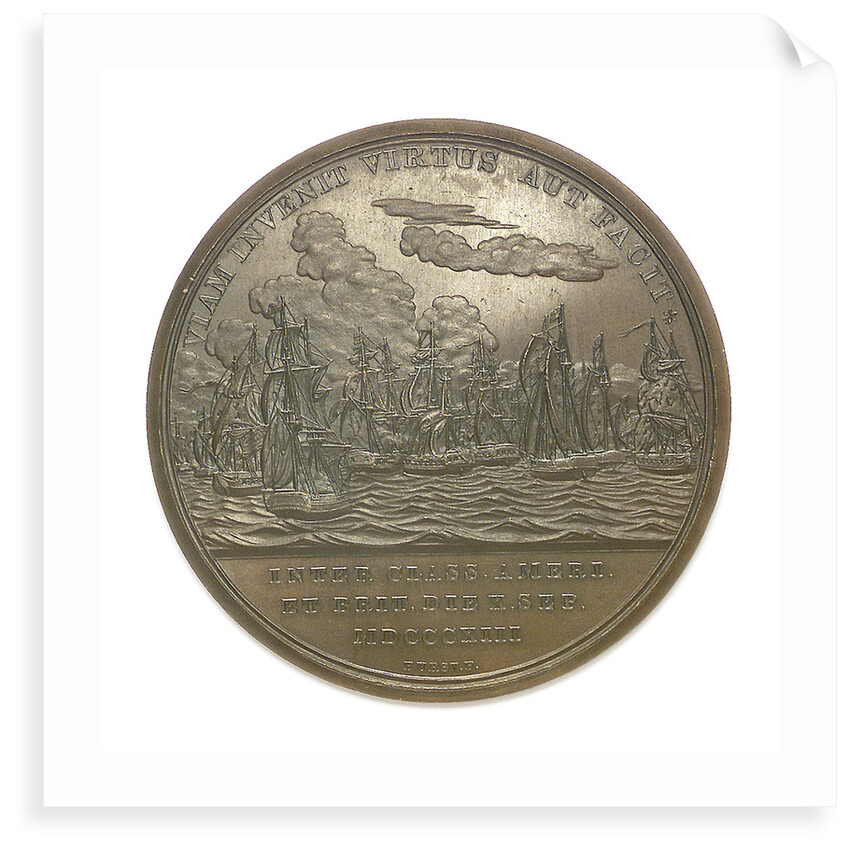 Medal commemorating Commodore Oliver Perry (1785-1819) and the battle of Lake Erie, 1813; reverse by Moritz Furst