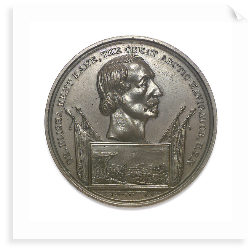 Medal commemorating the arctic explorer Dr Elisha Kent Kane (1820-1857); obverse by G.H. Lovett