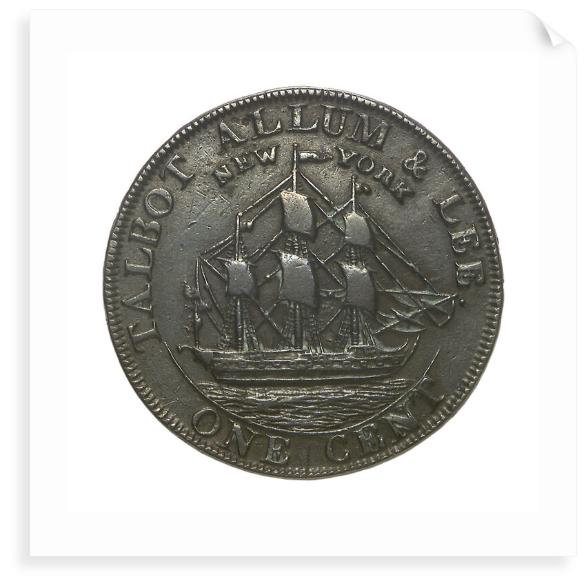New York cent token; obverse by unknown