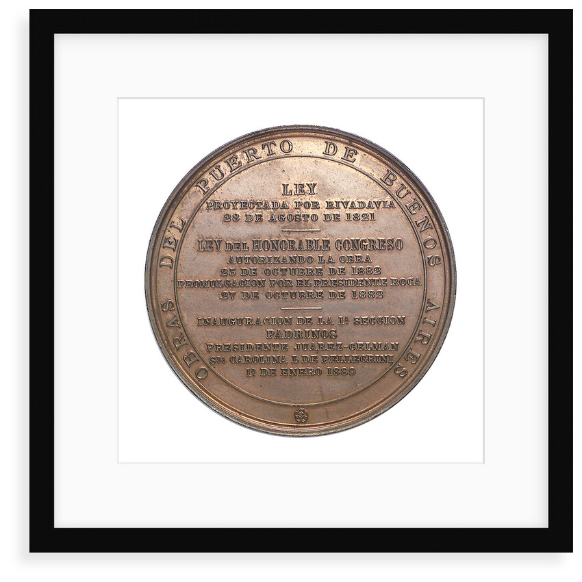 Medal commemorating the inauguration of the port of Buenos Aires; reverse by unknown