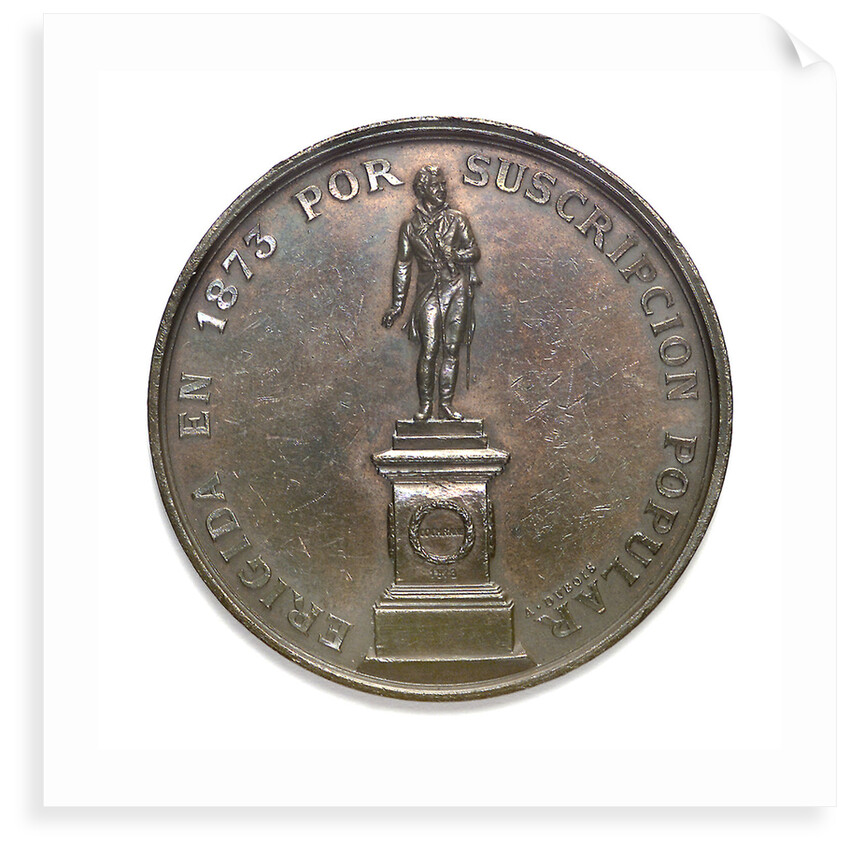 Commemorative medal depicting the Cochrane memorial at Valparaiso; obverse by Abraham Dubois