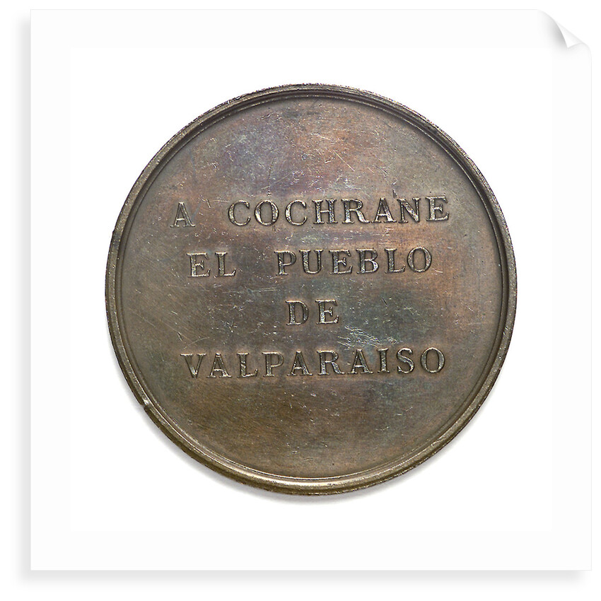 Commemorative medal depicting the Cochrane memorial at Valparaiso; reverse by Abraham Dubois