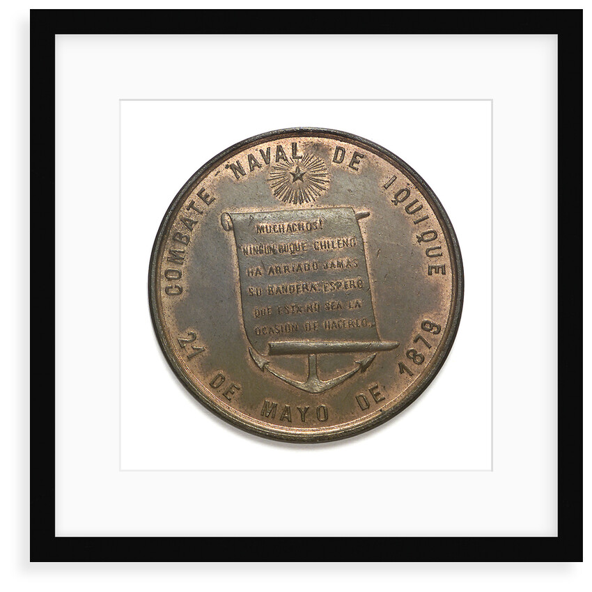 Medal commemorating Captain Prat and the Battle of Iquique, 1879; reverse by unknown