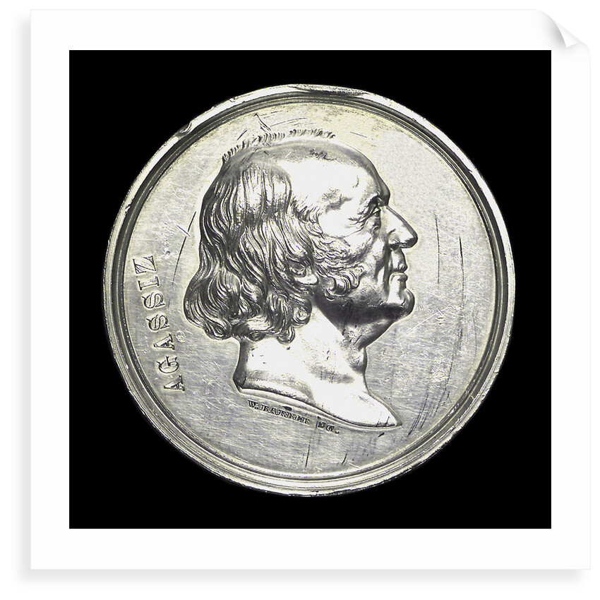 Medal commemorating L.J.R. Agassiz, explorer and zoologist; obverse by W. Barber