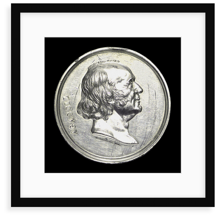 Medal commemorating L.J.R. Agassiz, explorer and zoologist; obverse by W. Barber