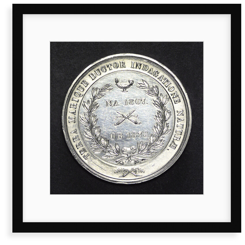 Medal commemorating L.J.R. Agassiz, explorer and zoologist; reverse by W. Barber