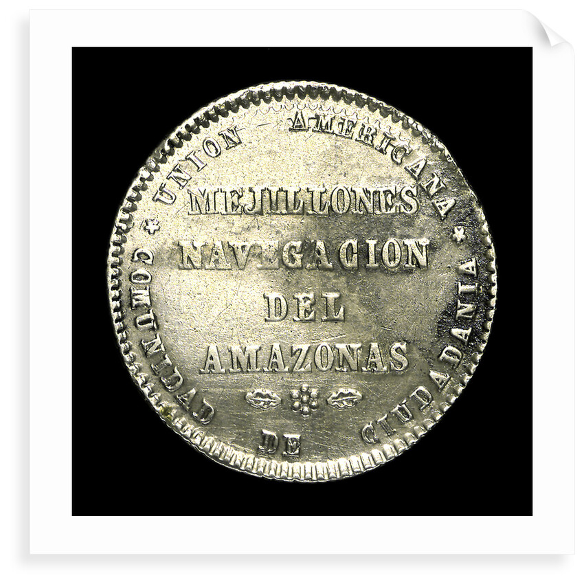 Medal commemorating the navigation of the Amazon, 1865; reverse by unknown