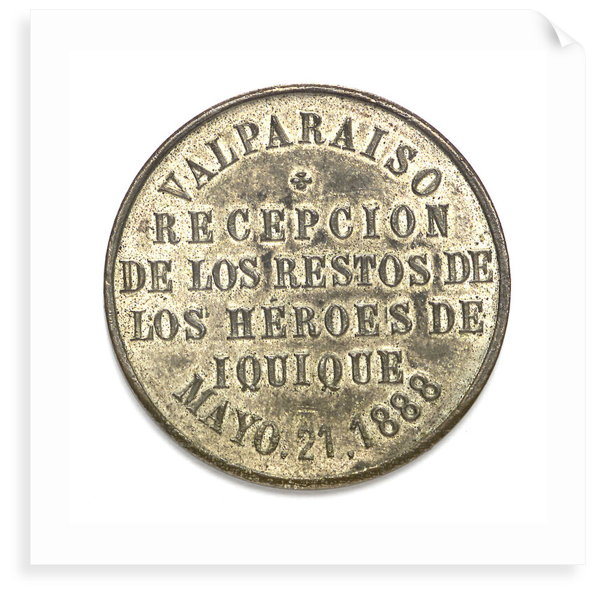 Medal depicting the naval monument at Valparaiso; reverse by unknown