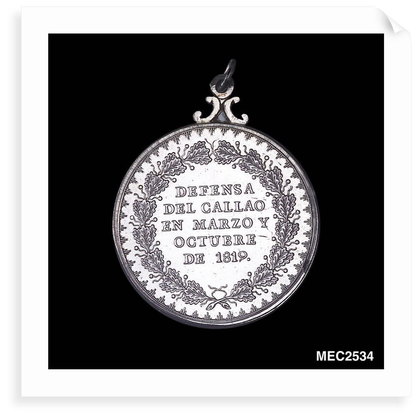 Medal commemorating the defence of Callao, 1819; reverse by A. Davalos