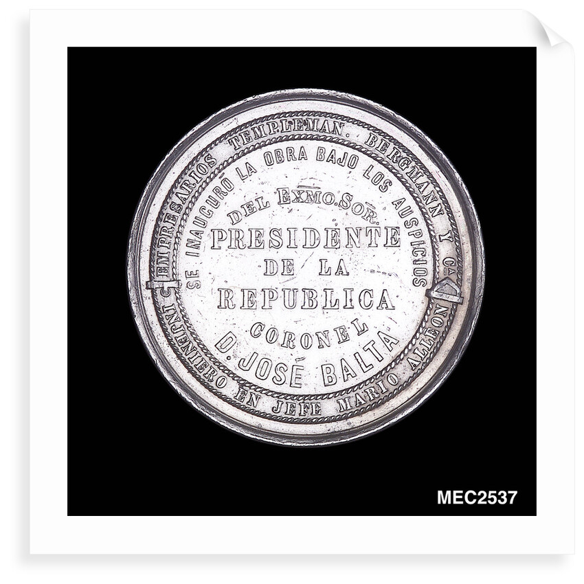 Medal commemorating the improved harbour works at Callao; reverse by unknown