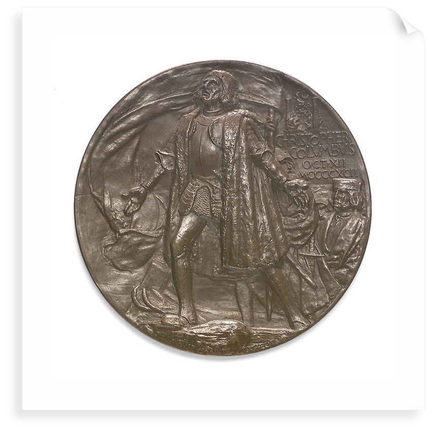 Medal commemorating Christopher Columbus (1451-1506) and the discovery of America, 1492; obverse by C.E. Barber