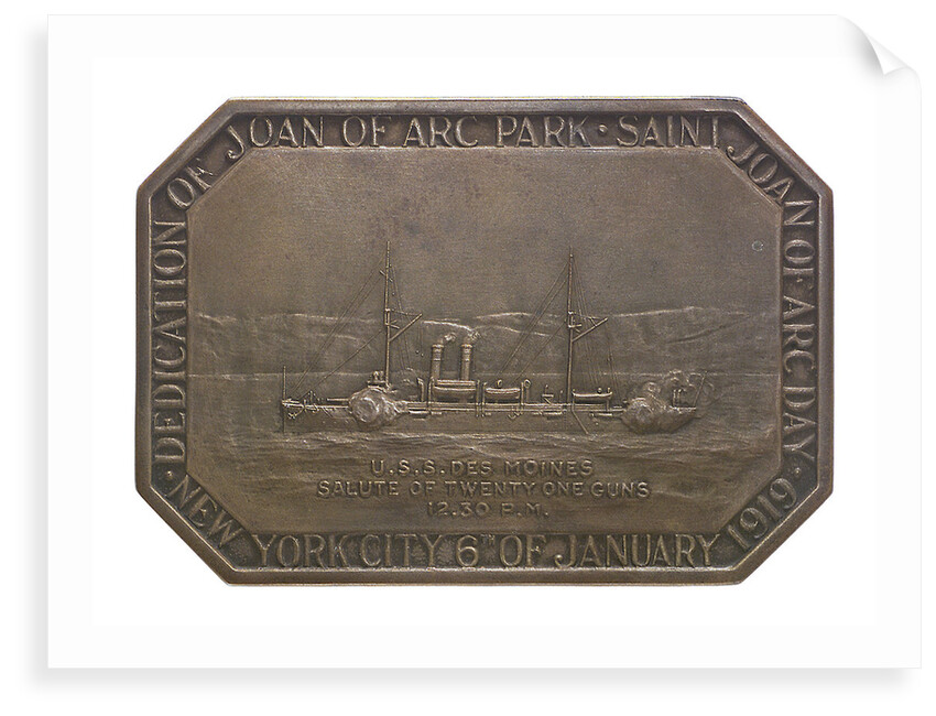 Medal commemorating the dedication of Joan of Arc Park, 1919; obverse by Tiffany & Co.
