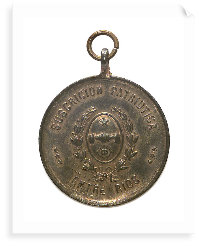 Patriotic subsciption medal depicting the arms of Entre Rios; obverse by B. Orzali & Co.
