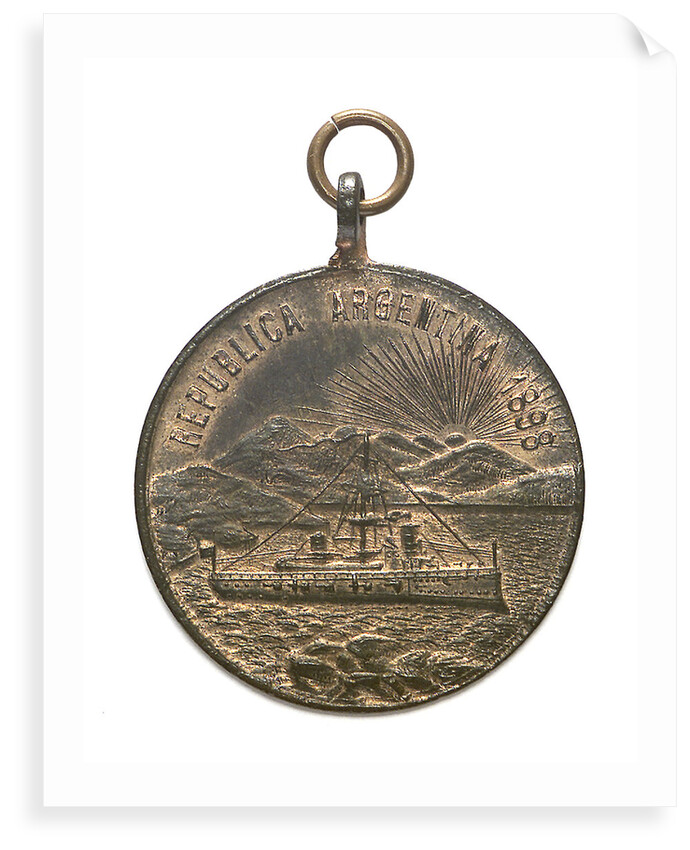 Patriotic subsciption medal depicting the arms of Entre Rios; reverse by B. Orzali & Co.