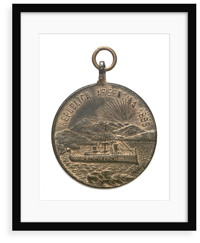 Patriotic subsciption medal depicting the arms of Entre Rios; reverse by B. Orzali & Co.