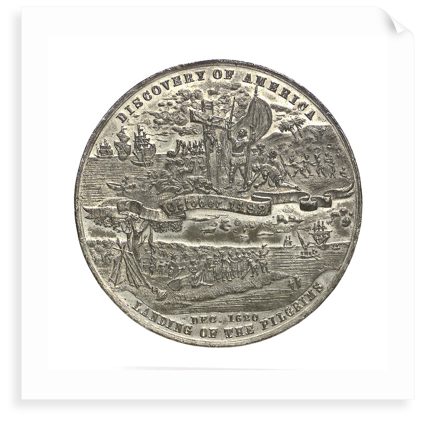 Medal commemorating Christopher Columbus (1451-1506) and the discovery of America; reverse by Boldenweck & Co.