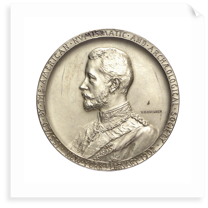 Medal commemorating the visit of Admiral Prince Henry of Prussia to America, 1902; obverse by V.D. Brenner