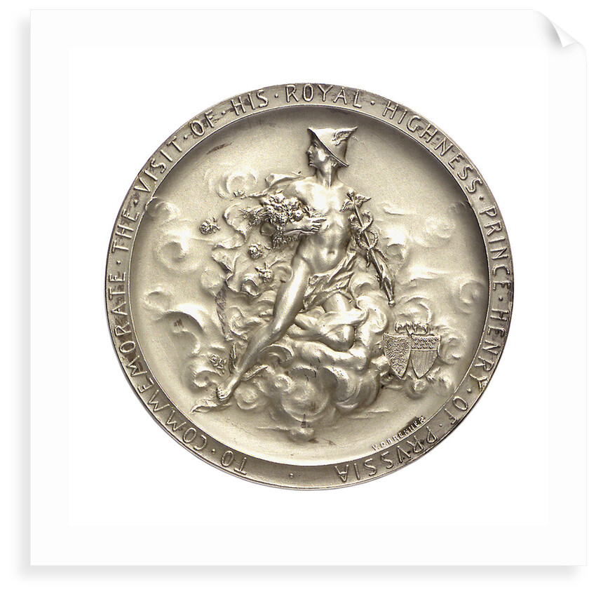 Medal commemorating the visit of Admiral Prince Henry of Prussia to America, 1902; reverse by V.D. Brenner