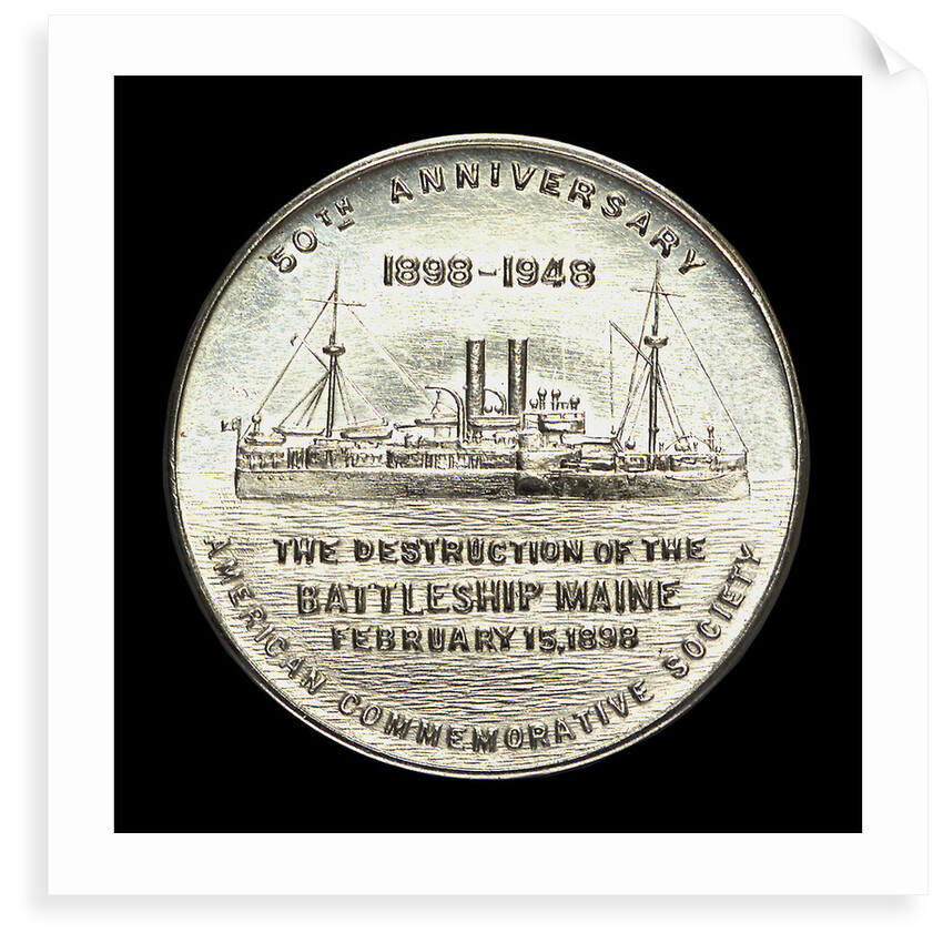 Medal commemorating the 50th anniversary of the destruction of the battleship Maine, 1948; obverse by W. & H. Co.