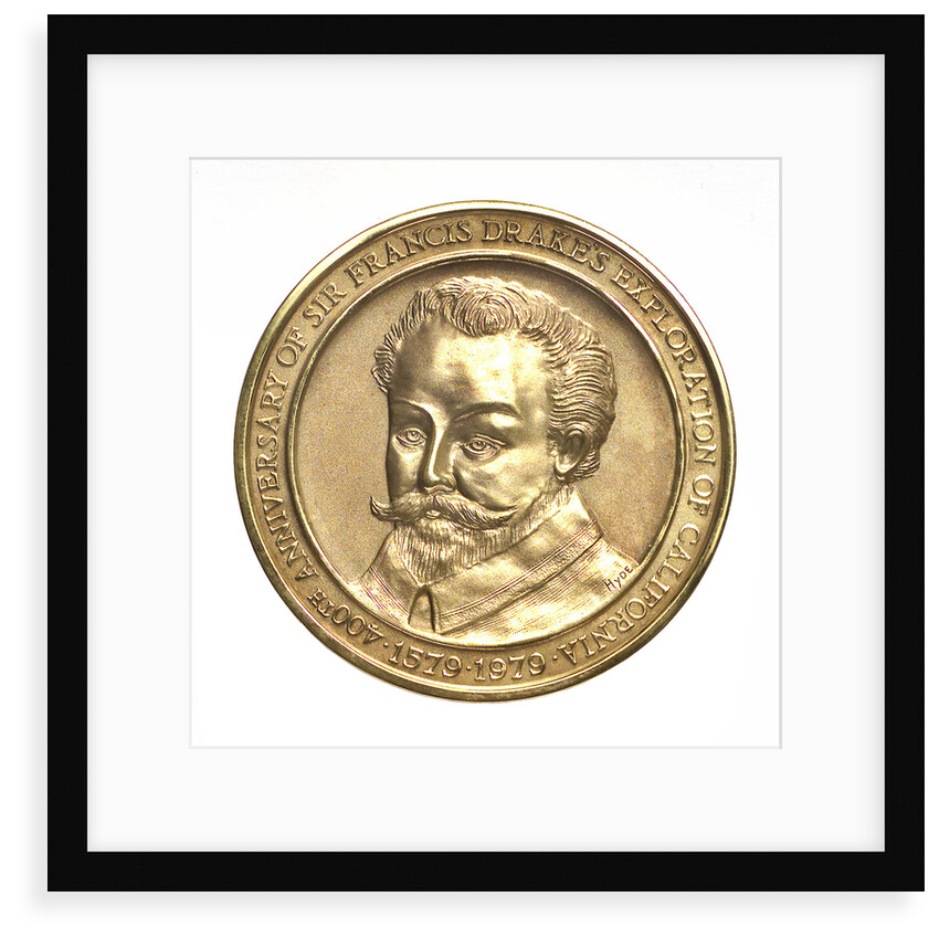 Medal commemorating the 400th anniversary of Francis Drake's exploration of California, 1979; obverse by Hyde