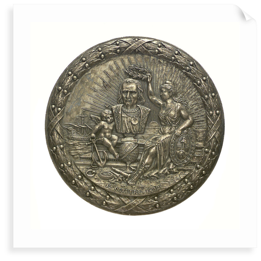 Medal commemorating the 400th anniversary of the discovery of America, 1892; obverse by unknown