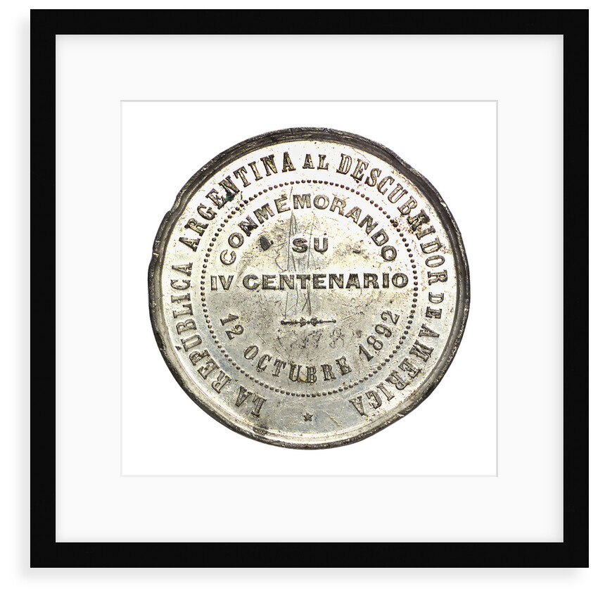 Medal commemorating the 400th anniversary of the discovery of America, 1892; reverse by Pdesta Bros