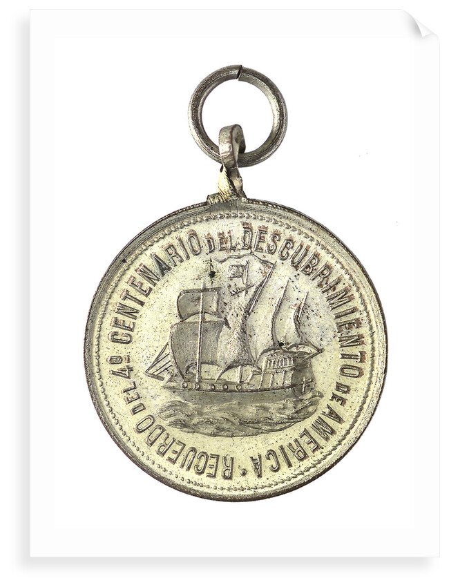 Token commemorating the 400th anniversary of the discovery of America, 1892; reverse by unknown