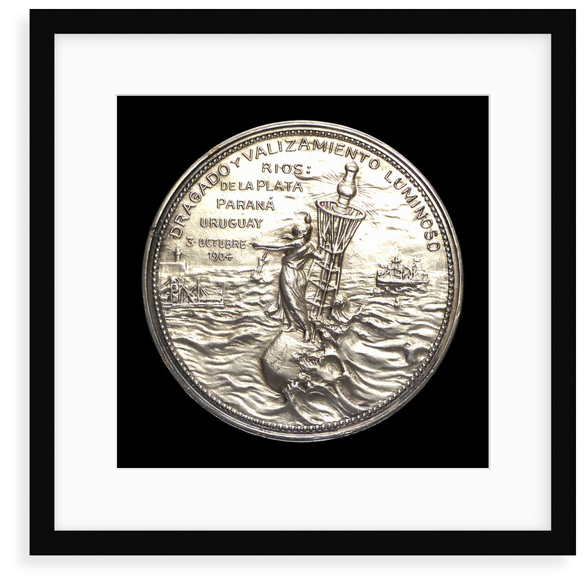 Medal commemorating the dredging and installation of lighted buoys on the rivers La Plata, Parana and Uruguay; obverse by J. Gottuzzo