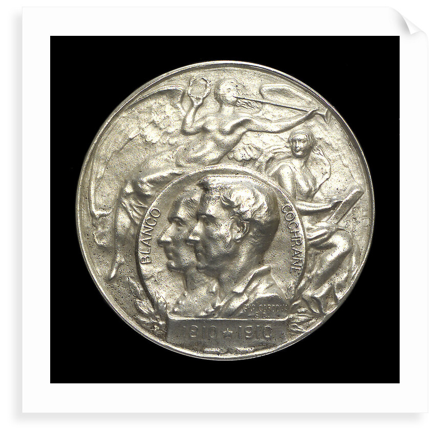 Medal commemorating the centenary of the revolt of the Chilean Fleet, Admiral Cochrane and Admiral Blanco, 1910; obverse by G. Cordova