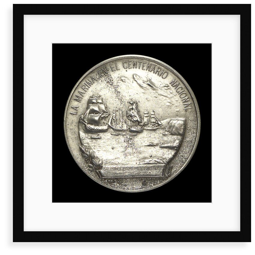 Medal commemorating the centenary of the revolt of the Chilean Fleet, Admiral Cochrane and Admiral Blanco, 1910; reverse by G. Cordova