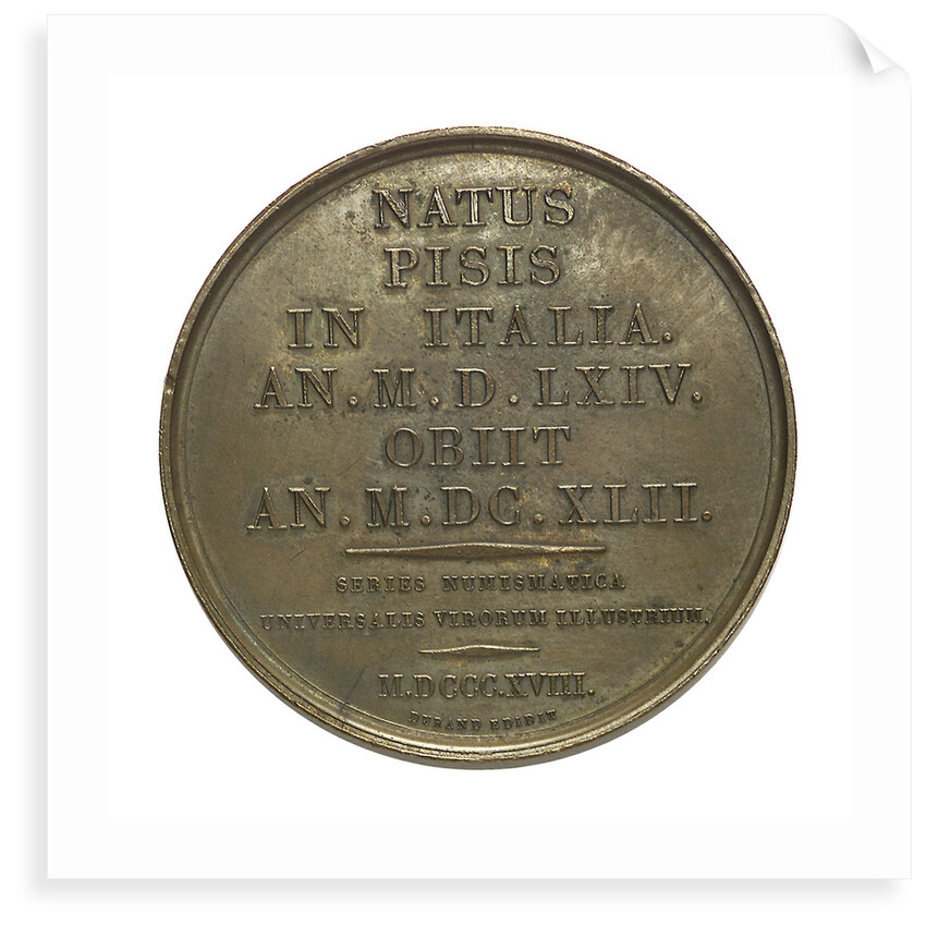 Commemorative medal depicting Galilaeo Galilei (1564-1642); reverse by R. Cayrard