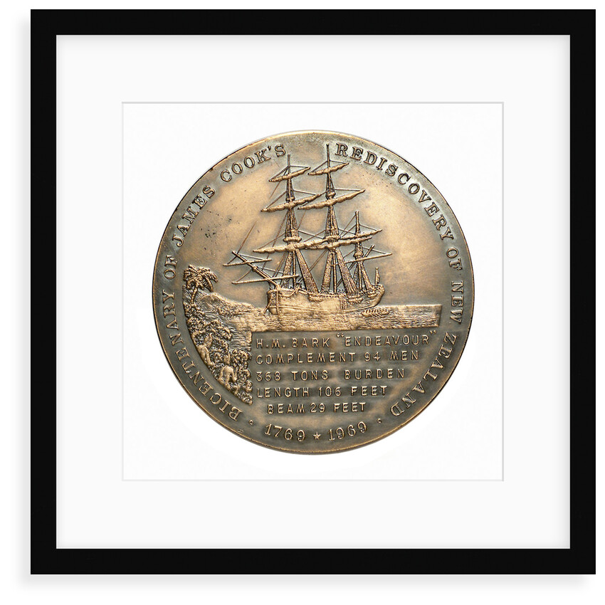 Medal commemorating the bicentenary of James Cook's rediscovery of New Zealand, 1969; reverse by Royal Australian Mint