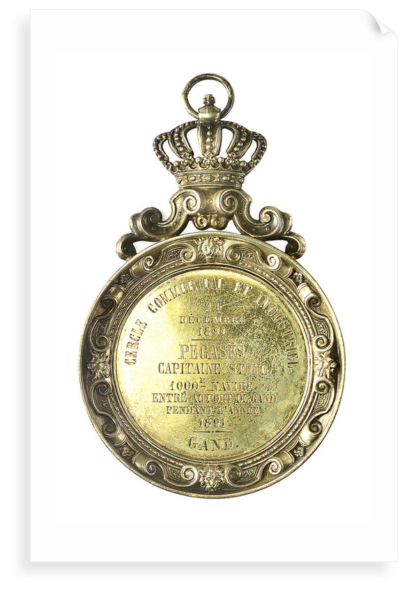 Pendant medallion presented to Captain Stone, 1891 of the 'Pegasus'; obverse by Unknown