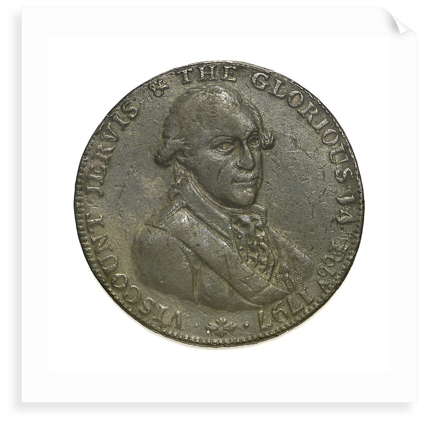 A Portsmouth halfpenny token commemorating John Jervis, Earl St Vincent (1735-1823) and the Battle of Cape St Vincent, 1797; obverse by unknown