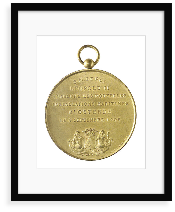 Medal commemorating the inauguration of the Maritime Installations at Ostend, 1905; obverse by unknown